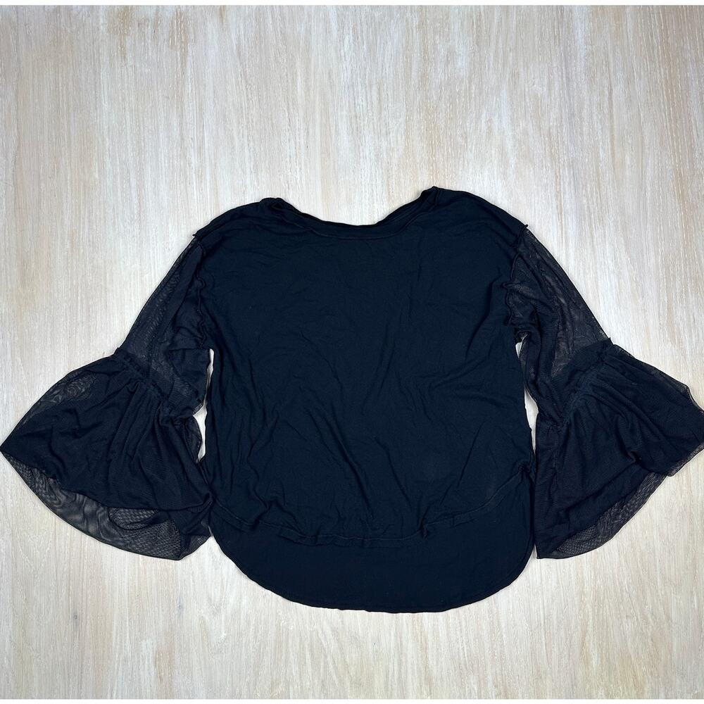 Free People Black Still Got It Boho Mesh Bell Sleeve Gothic Top Blouse Medium - Picture 2 of 13